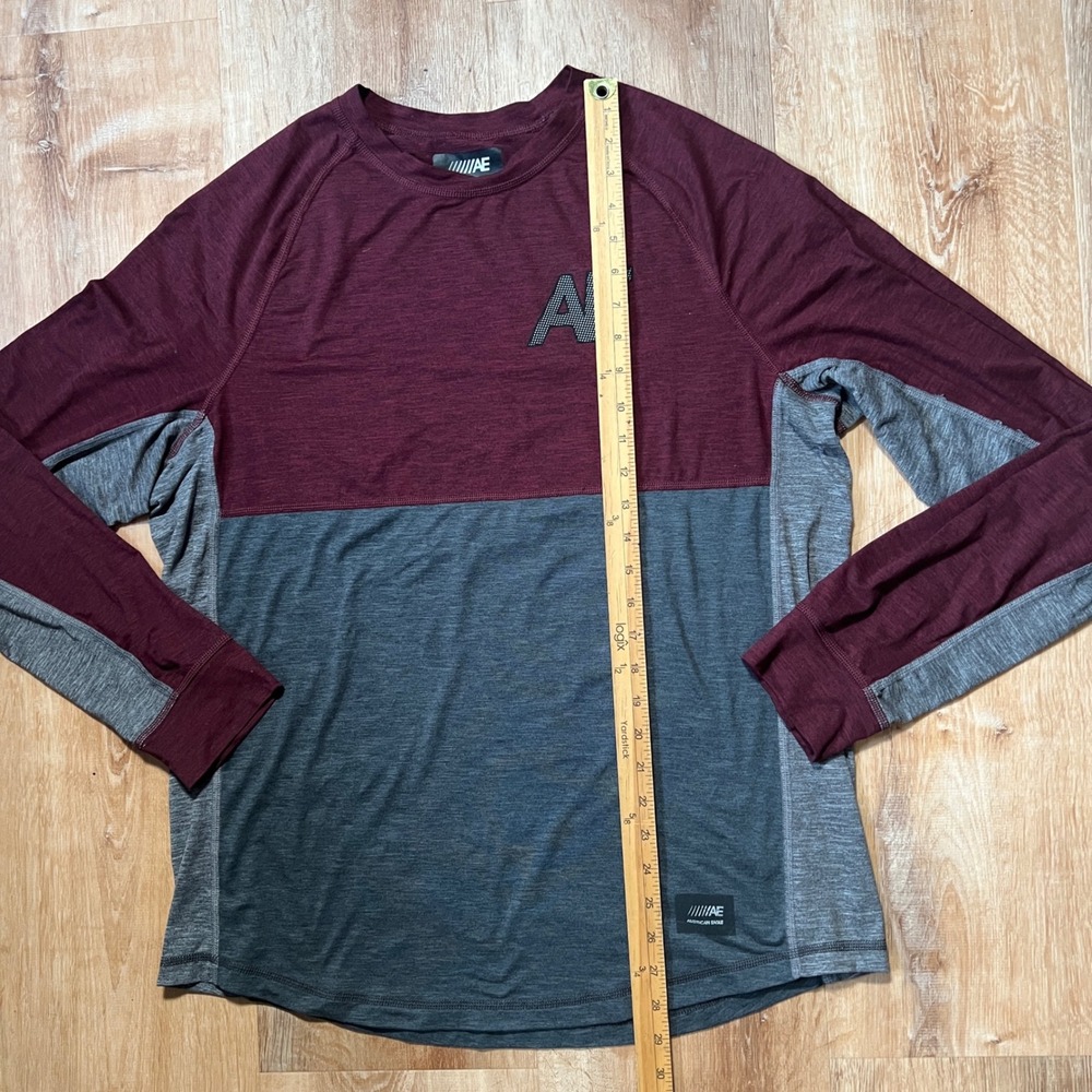 American Eagle Outfitters AE Flex Long Sleeve‎ Color Block Shirt Mens Size L Y2K - Picture 5 of 7